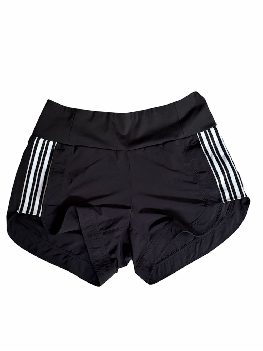 Athleta Ascender UPF Black Athletic Shorts with White Side Stripes Workout 6